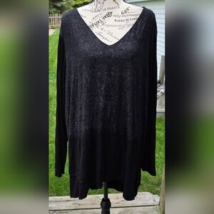 Womens Plus Size 3X Long Sleeve Black White Tunic V Neck Shirt Top Work XXXL